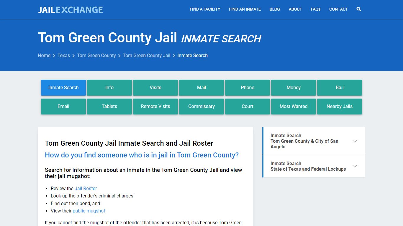 Inmate Search: Roster & Mugshots - Tom Green County Jail, TX