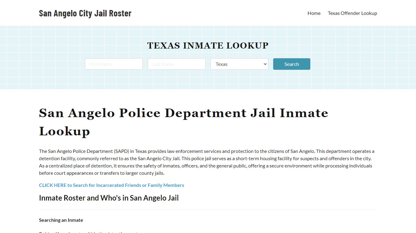 San Angelo Police Department & City Jail, TX Inmate Roster, Arrests ...