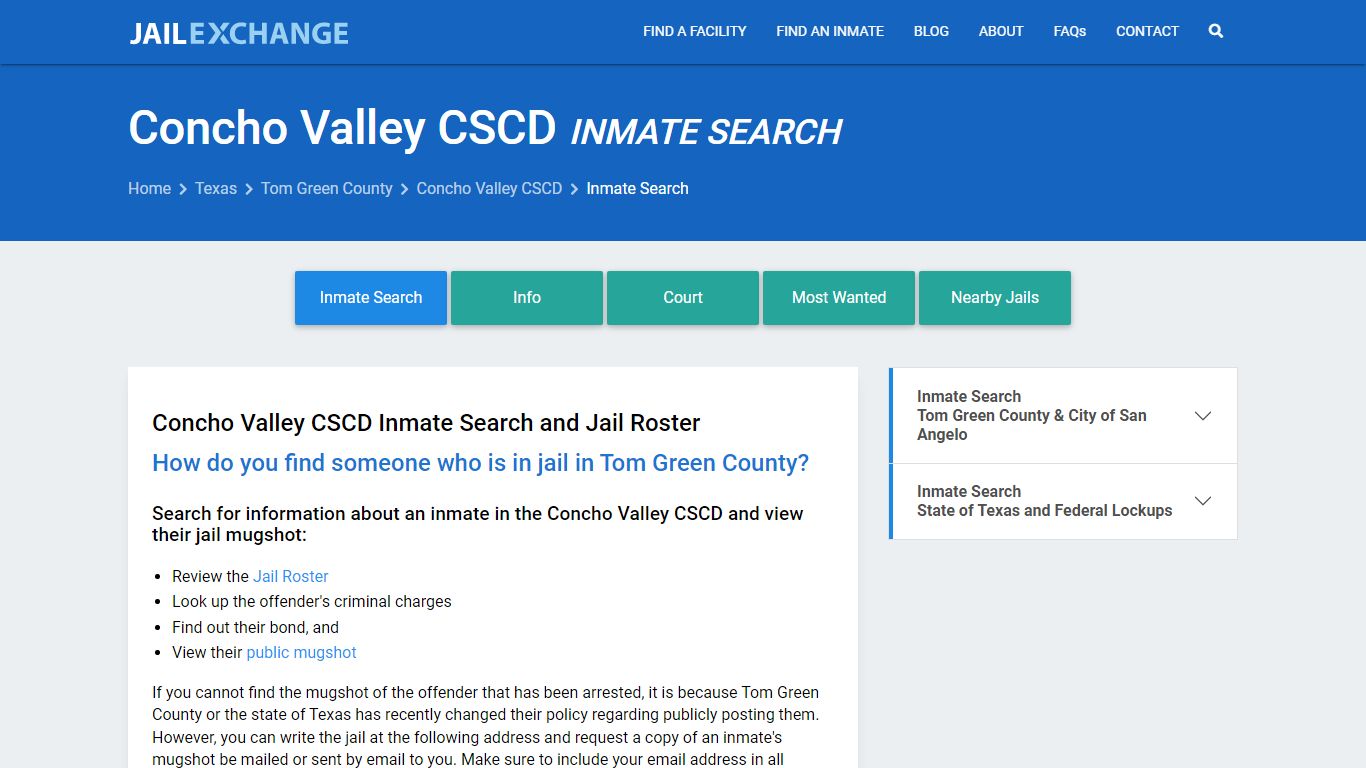 Inmate Search: Roster & Mugshots - Concho Valley CSCD, TX - Jail Exchange